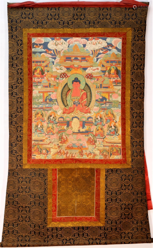 An Amazing Tibetan Color Painted Thangka