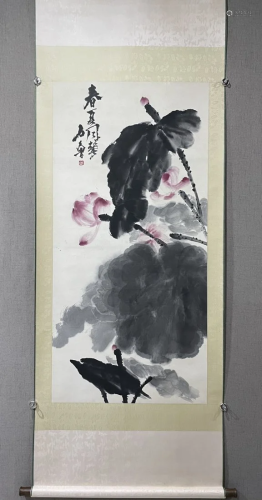 A Chinese Ink Painting Hanging Scroll By Shi Lu