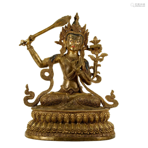 Gilt Bronze Buddhist Figure of Manjusri