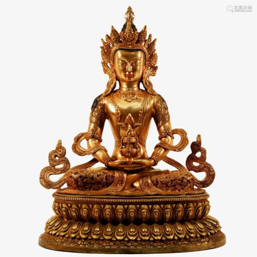 Gilt Bronze Buddhist Figure of Amitayus