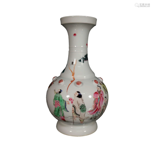 A Fine Famille-Rose Character Story Vase