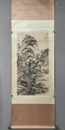 A Chinese Ink Painting Hanging Scroll By Wang Shimin