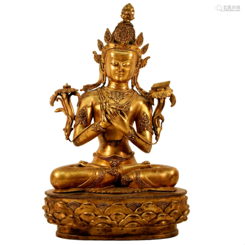 Gilt Bronze Buddhist Figure of Tara