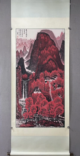 A Chinese Ink Painting Hanging Scroll By Li Keran