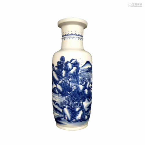 A Blue And White Mallet Vase