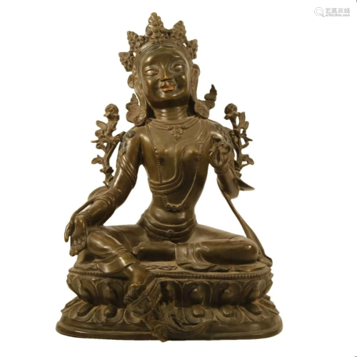 A Bronze Figure Of Green Tara