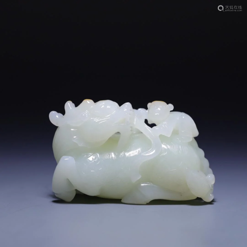 A Hetian Jade 'Kylin And Boy' Decoration