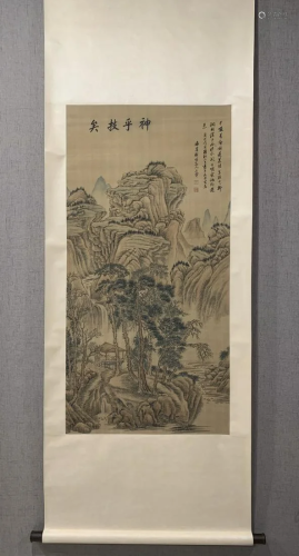 A Chinese Ink Painting Hanging Scroll By Wang Hui