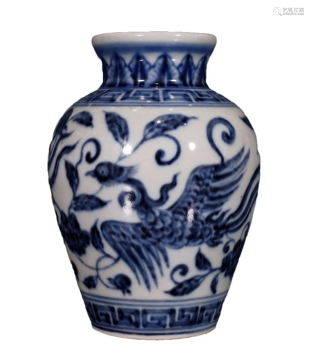 A Gorgeous Blue And White Phoenix Pot