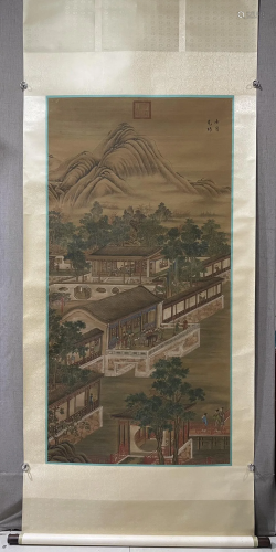 A Chinese Ink Painting Hanging Scroll By Lang Shining