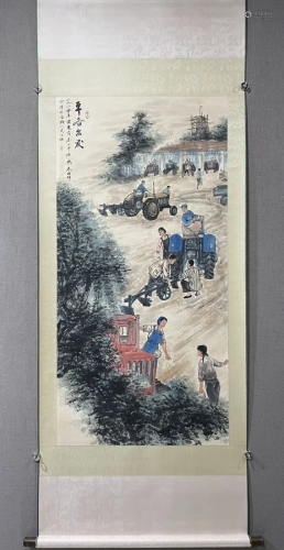 A Chinese Ink Painting Hanging Scroll By Zhu Meicun, Jiang D...