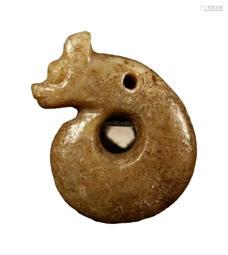 A Hongshan Culture C-Shaped Jade 'Dragon' Pendant