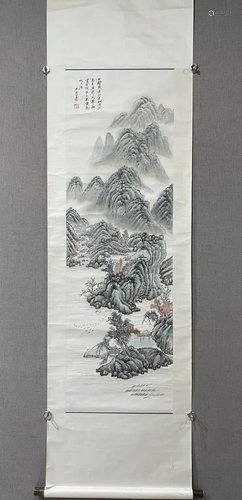 A Chinese Ink Painting Hanging Scroll By Zhang Daqian