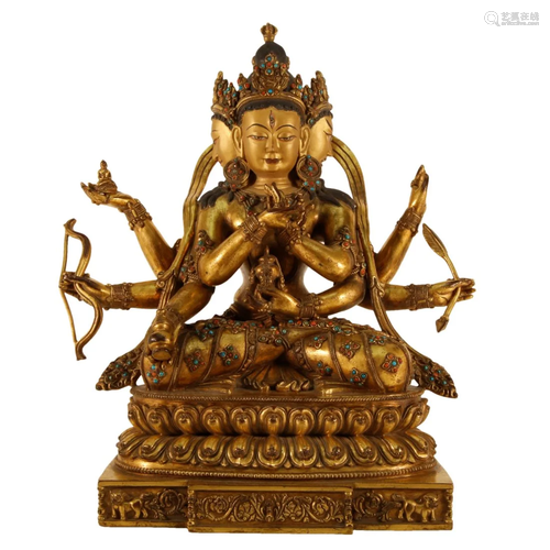 A Gilt-Bronze Gem-Inlaid Figure Of Dakini