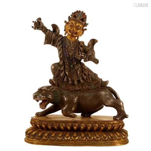 A Gilt-Silver Gem-Inlaid Figure Of Vajrapani