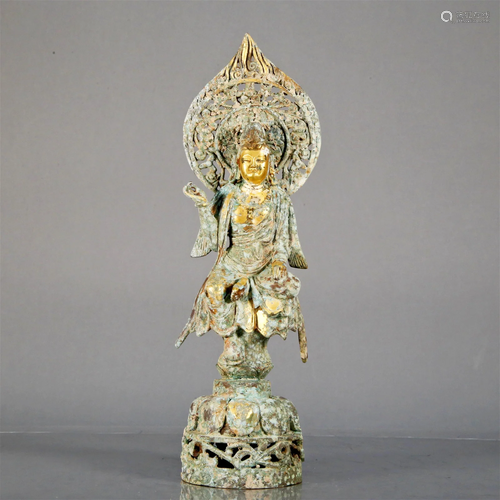 A Gilt-Bronze Figure Of Guanyin