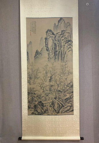 A Chinese Ink Painting Hanging Scroll By Wang Hui