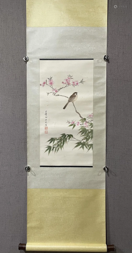 A Chinese Ink Painting Hanging Scroll By Tian Shiguang