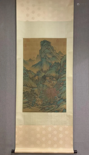 A Chinese Ink Painting Hanging Scroll By Qiu Ying