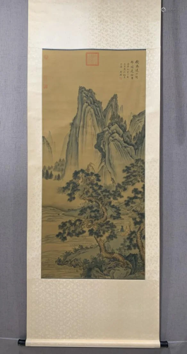 A Chinese Ink Painting Hanging Scroll By Wu Li