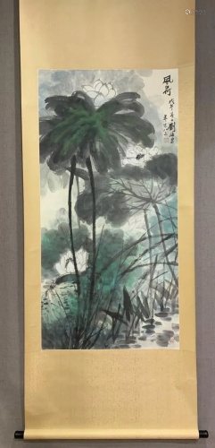 A Chinese Ink Painting Hanging Scroll By Liu Haisu
