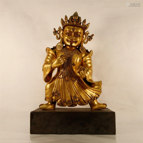 A Gilt-Bronze Gem-Inlaid Figure Of Vajrapani