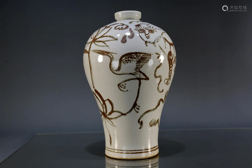 A Rare Korean Underglaze Red â€˜Birdflower' Prunus Vase