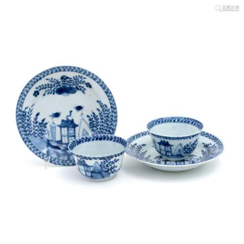 A PAIR OF SMALL CUPS AND SAUCERS