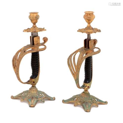 A PAIR OF CANDLESTICKS