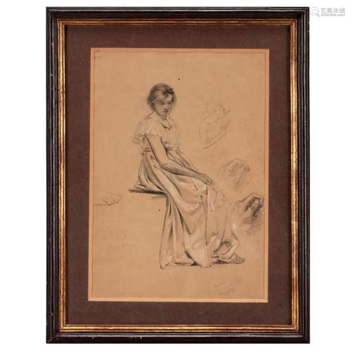 ANTÓNIO CONCEIÇÃO SILVA (1869-1958), SKETCH - FEMALE FIGURE