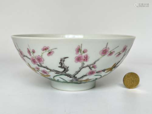 A famille rose bowl, marked, Qing Dynasty Pr.