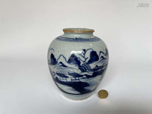 A blue&white teajar, Qing Dynasty Pr.