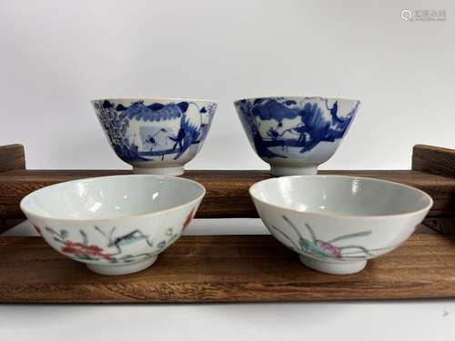 Two pairs of bowls, Qing Dynasty Pr.