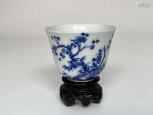 A blue&white cup, marked, Qing Dynasty Pr.