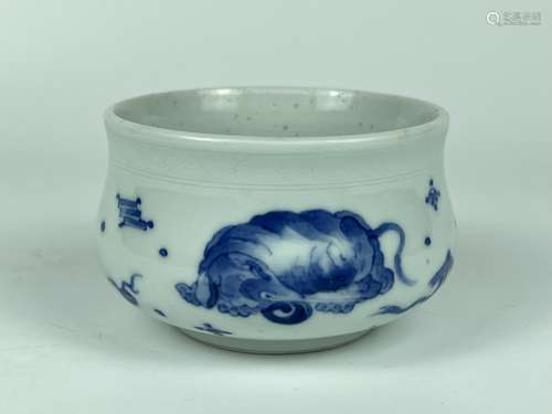 A blue&white brush pot, Ming Dynasty Pr.