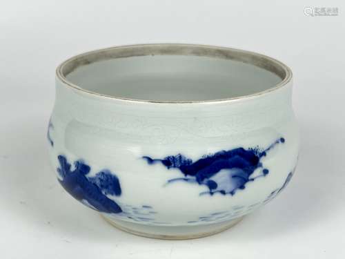 A blue&white brush pot, Ming Dynasty Pr.