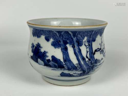 A blue&white brush pot, Qing Dynasty Pr.