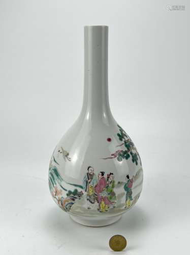 A pointed famille rose vase, marked, KangXi Pr.