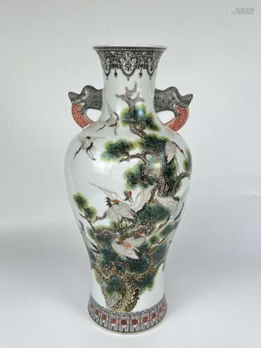 A very nice large vase with double ears, marked, purchased i...