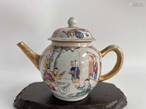 A heavyly gilt famille rose teapot, QianLong Pr.