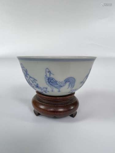 A very rare blue&white cup, marked, Qing Dynasty Pr.