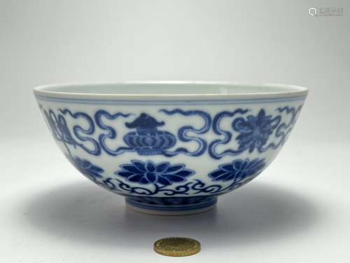A blue&white bowl, marked, Qing Dynasty Pr.