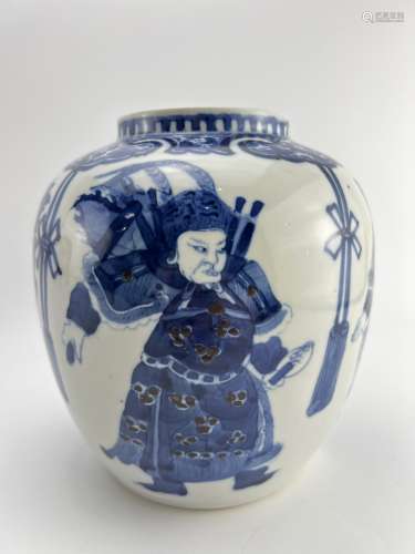 A undergalze red blue&white tea jar, Qing Dynasty Pr.