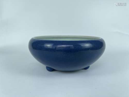 A blue ground tripodia censer, Qing Dynasty Pr.