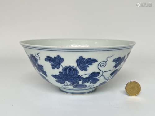 A blue&white bowl, marked, Qing Dynasty Pr.