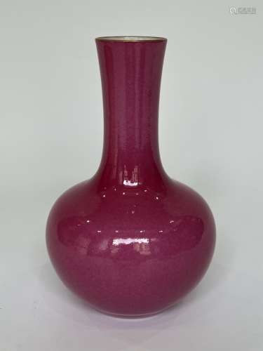 A red ground Heaven-ball vase,marked, Qing Dynasty Pr.