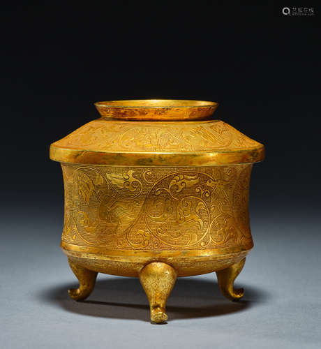 Chinese qing dynasty gilt case