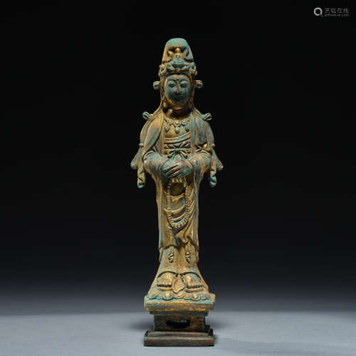 Chinese liao dynasty bronze gilt statue