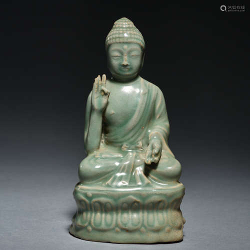 Chinese Yuan Dynasty celadon Buddha statue