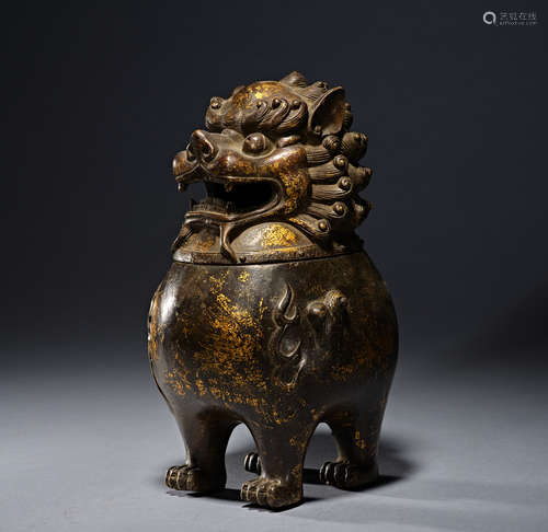 Chinese Ming dynasty bronze gilt incense burner